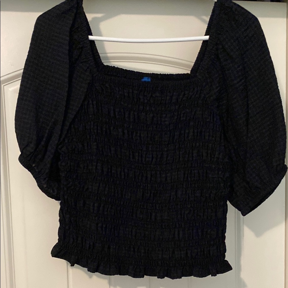 Elegant Black Smocked Women's Top